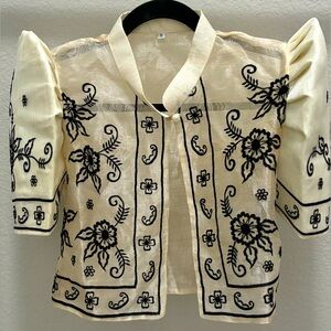 Organza premium embroided modern Filipiniana bolero/top